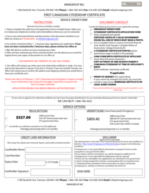 First Canadian Citizenship Certificate Service Order Form