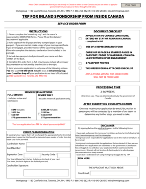 Canada Inland Sponsorship Application