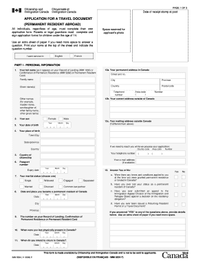 Form pptc 326 - Permanent resident travel document $282.50 $621.50 - Immigroup