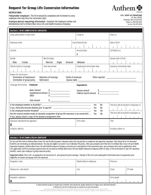 Group Life Conversion Information Request