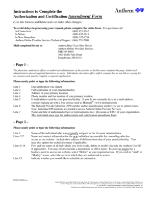 Authorization and Certification Amendment Form