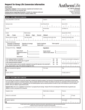 Group Life Conversion Information Request