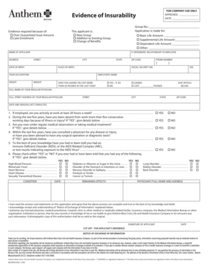 Evidence of Insurability Form