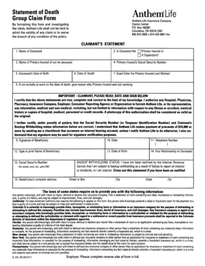 Anthem Life Group Claim Form