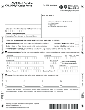 FEP Member Mail Service Order Form