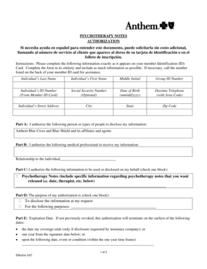 Psychotherapy Notes Authorization Form