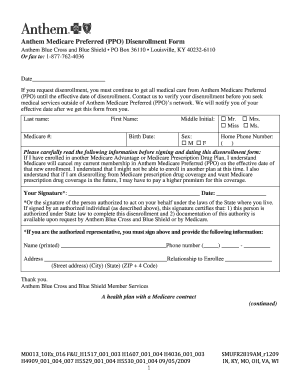 Anthem Medicare Preferred Disenrollment Form