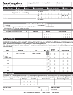 Anthem Blue Cross Group Change Form