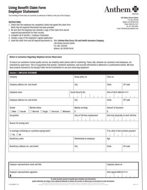Living Benefit Claim Form