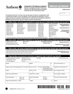 Anthem Blue Cross Employee Health Insurance Application