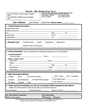 Dental EDI Registration Form