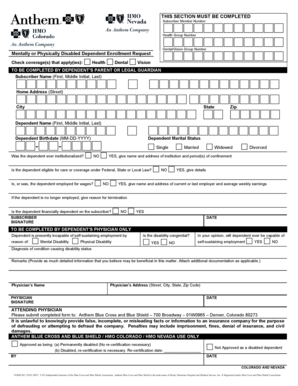 Mentally or Physically Disabled Dependent Enrollment Request