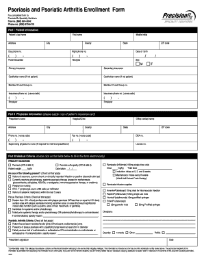 Psoriasis and Psoriatic Arthritis Enrollment Form