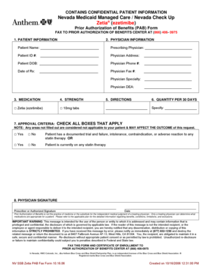 Nevada Medicaid Zetia Prior Authorization Form