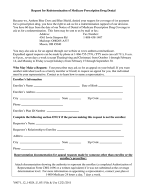 Medicare Prescription Drug Appeal Form