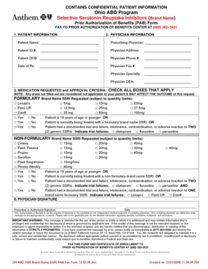 Ohio SSRI Prior Authorization Form