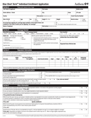 Blue Short Term Individual Enrollment Application