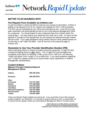 Anthem Fee Request Form