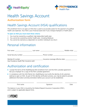 Health Savings Account Authorization Form