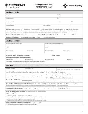 Employer Application for HRAs and FSAs