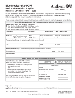 Blue MedicareRx PDP Enrollment Form