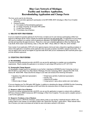 Blue Care Network Facility Application