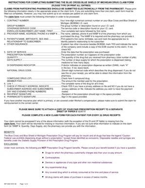 Blue Cross Blue Shield of Michigan Drug Claim Form
