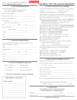 Iowa Motor Fuel Tax License Application