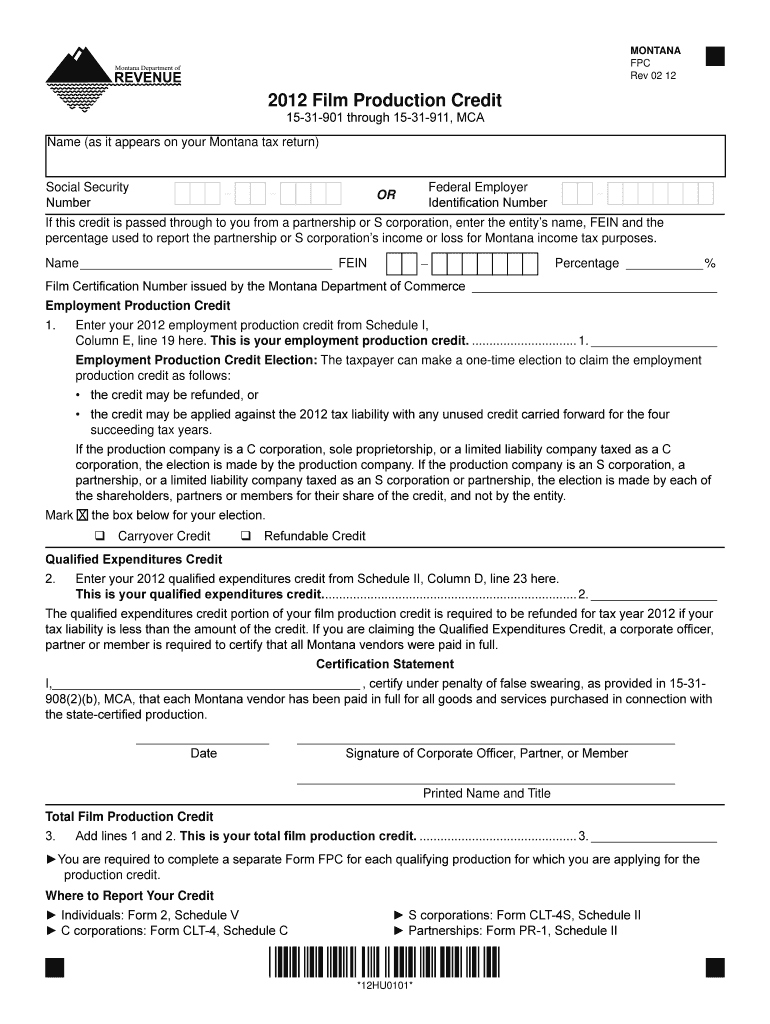 2012 Film Production Credit Preview on Page 1