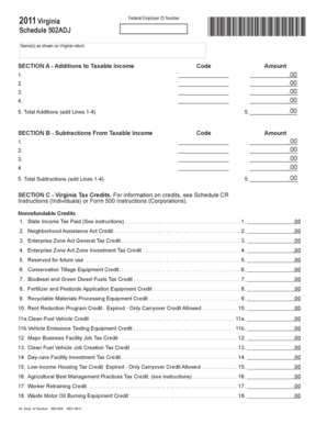 Virginia Schedule 502ADJ Form