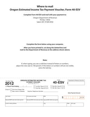 Oregon Estimated Income Tax Payment Voucher