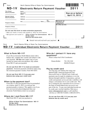 ND-1V Individual Electronic Return Payment Voucher