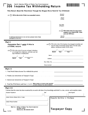 North Dakota Income Tax Withholding Return