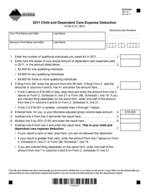Montana Child and Dependent Care Expense Deduction Form