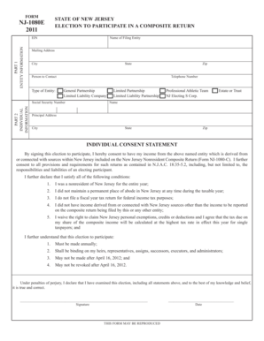 NJ-1080E Election to Participate in a Composite Return