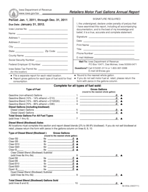 Iowa Retailers Motor Fuel Gallons Annual Report