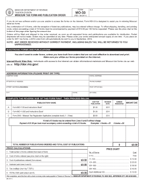 Missouri Tax Form Order