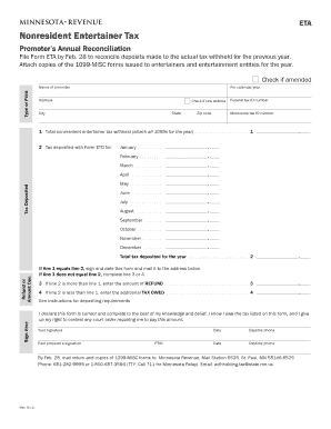 Minnesota Nonresident Entertainer Tax Form