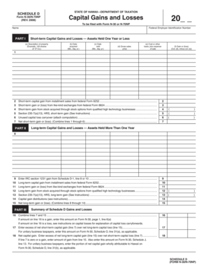 Hawaii Capital Gains and Losses Form