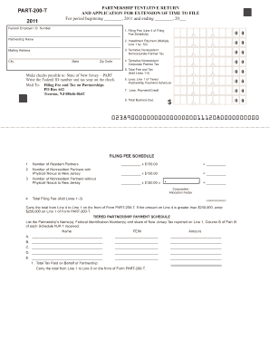New Jersey Partnership Tentative Return Form PART-200-T
