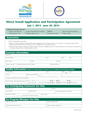 New Jersey Direct Install Participation Agreement