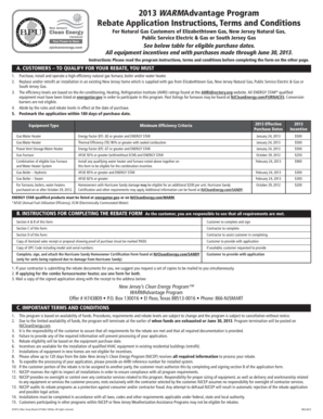 2013 WARMAdvantage Program Rebate Application