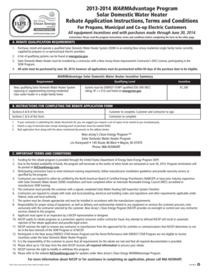 New Jersey Solar Domestic Water Heater Rebate Application
