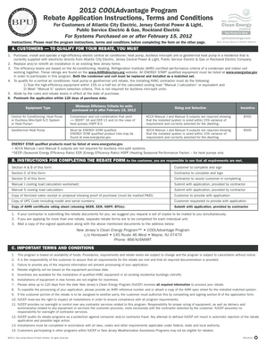 2012 COOLAdvantage Program Rebate Application