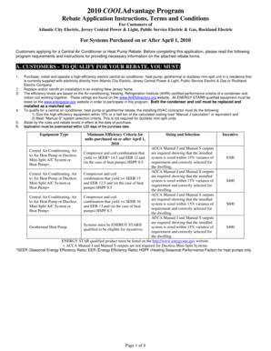 2010 COOLAdvantage Program Rebate Application