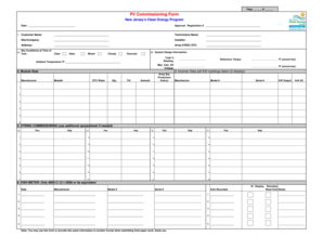 PV Commissioning Form