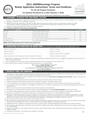 2011 WARMAdvantage Program Rebate Application
