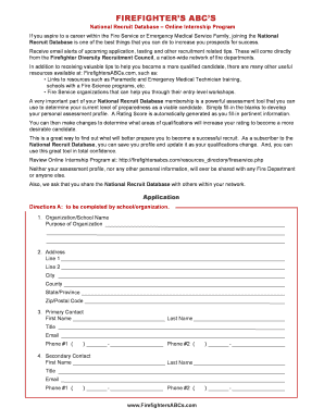 Firefighter Recruitment Application Form