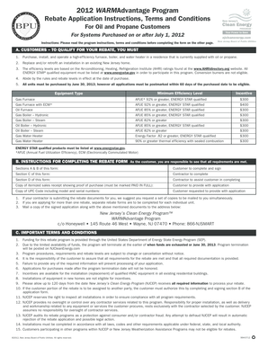 2012 WARMAdvantage Program Rebate Application