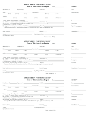Sons of The American Legion Membership Application